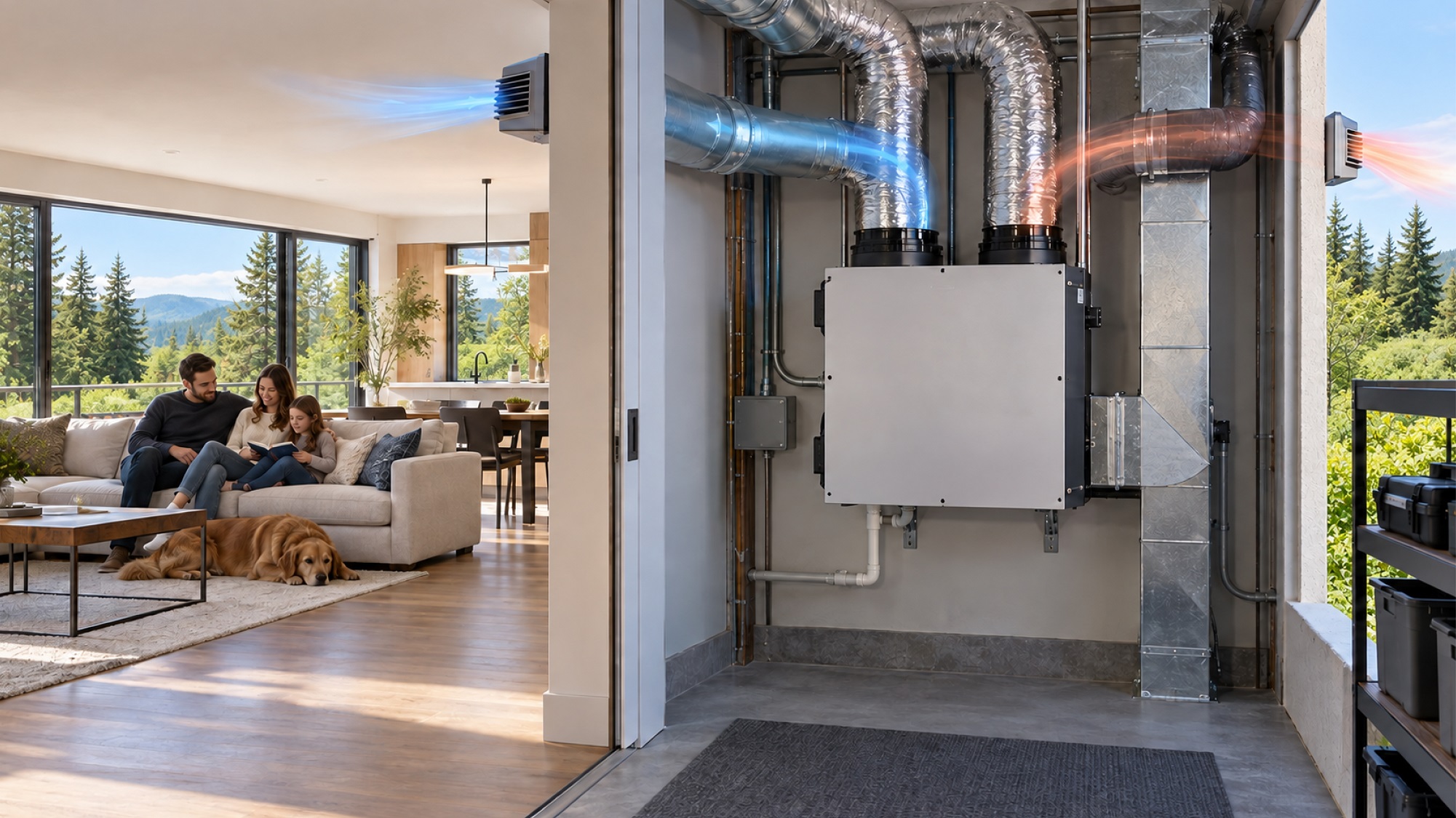 Benefits of an HRV system for indoor air quality, fresh-air ventilation, comfort, and heating energy efficiency