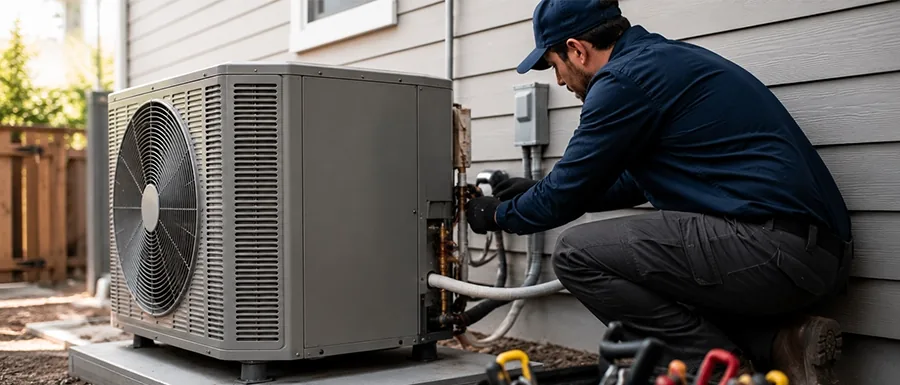 Certified HVAC technician providing Professional Air Conditioner Installation Services for energy-efficient residential cooling system