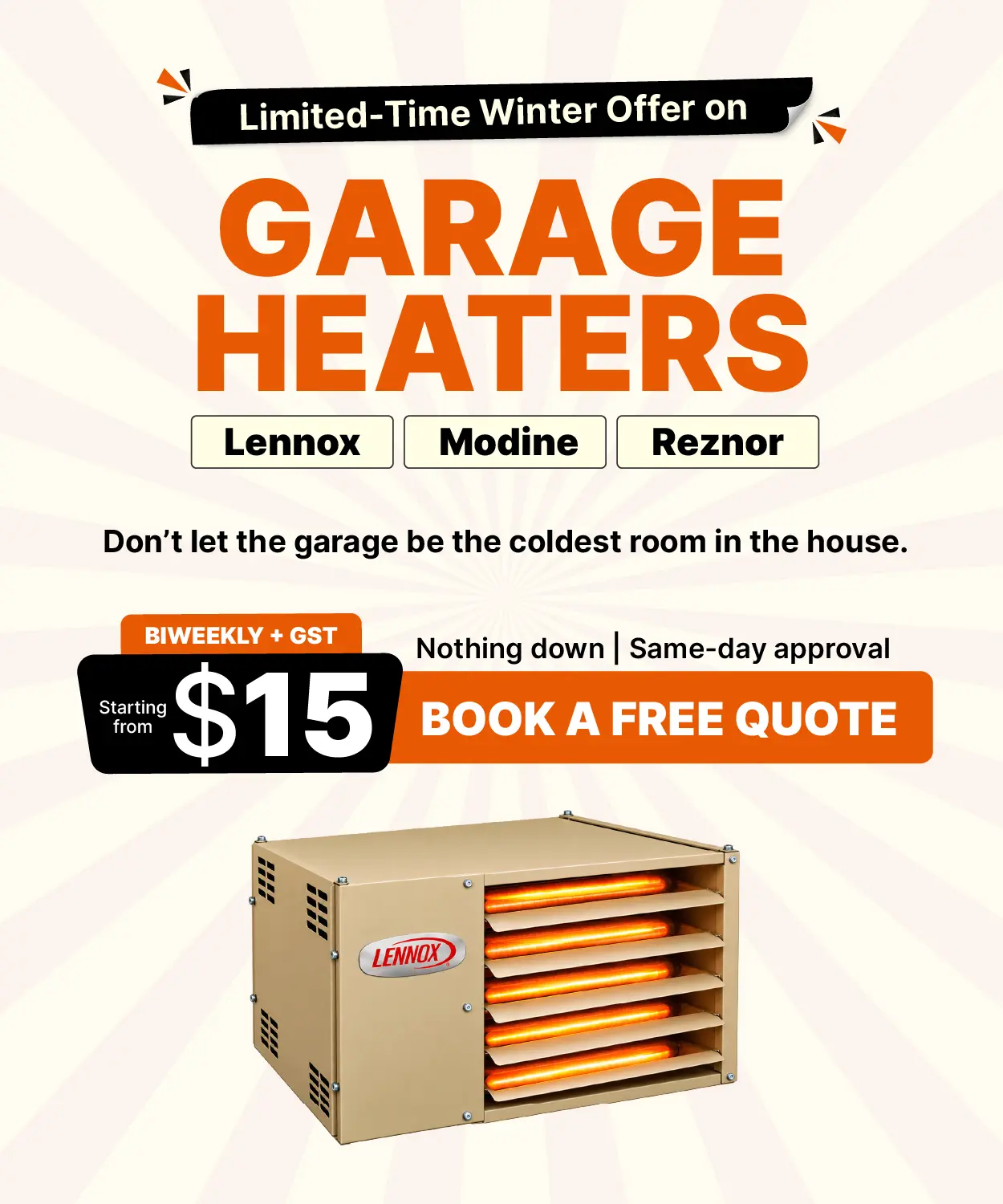 Proton HVAC garage heater installation offer